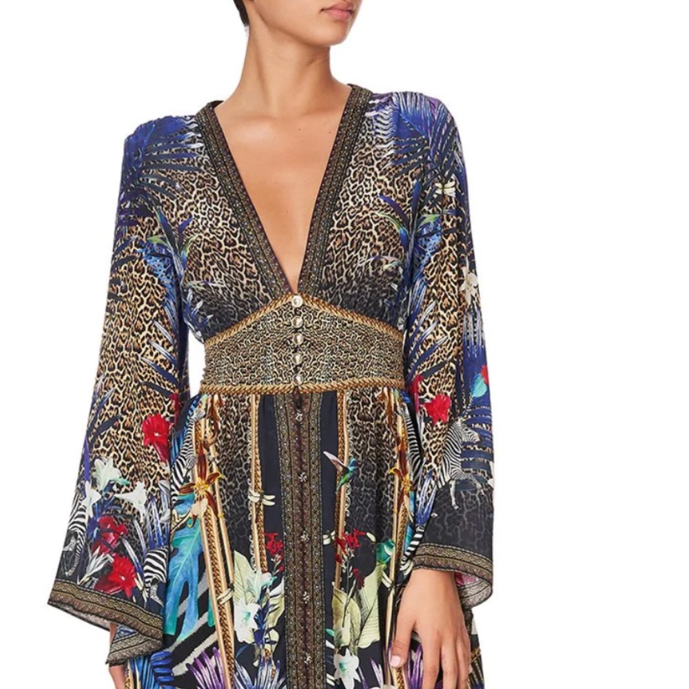 Kimono Sleeve Dress With Shirring Detail - Picture 2 of 2